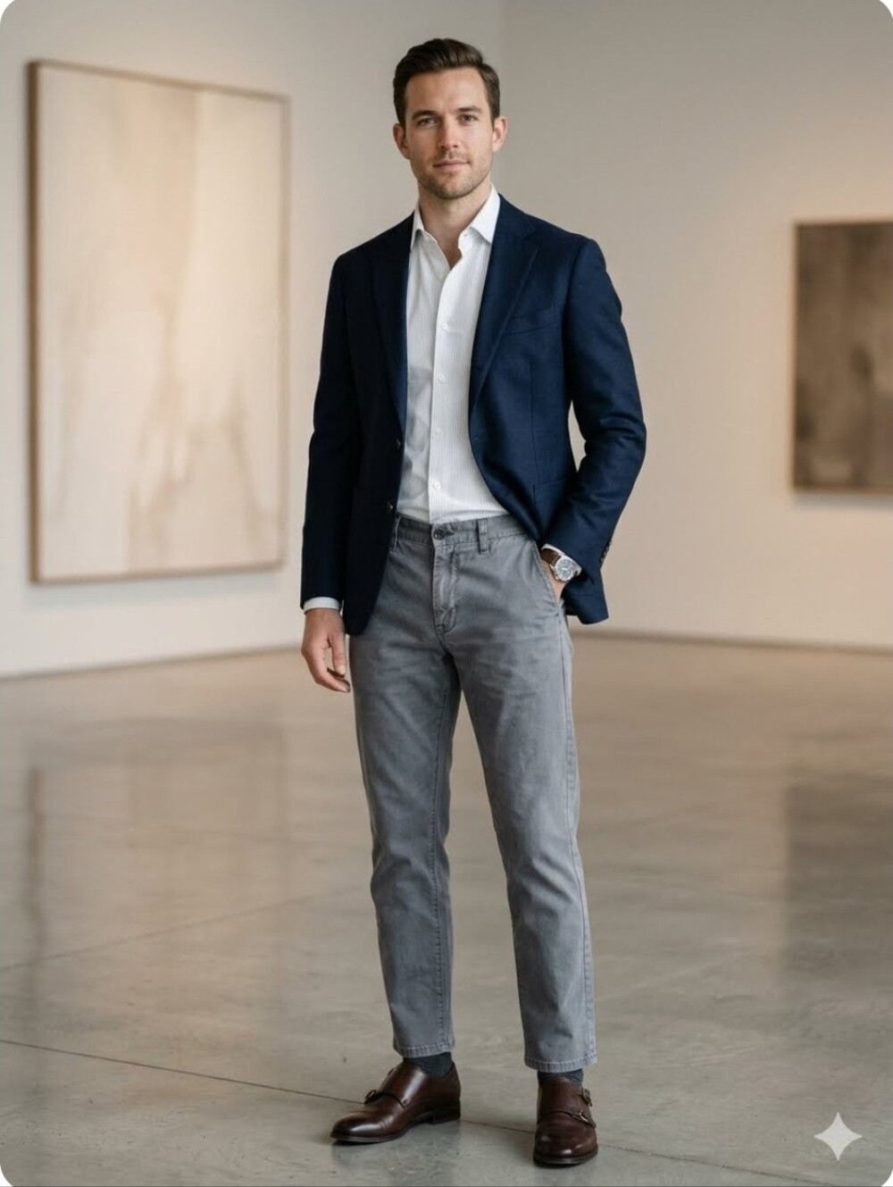 Calvin Klein Light Gray Waistband Detail Pants